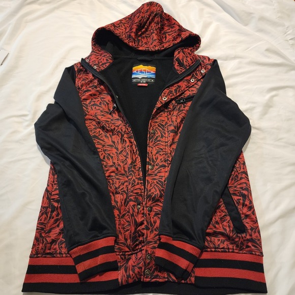Empyre Surplus Other - Empyre Surplus Men's‎ XL Red Black Hoodie Zip Snap Drawstring Skater Grunge Y2k